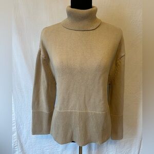 GAP Chunky Knit Turtleneck Sweater Beige Tan S Tall